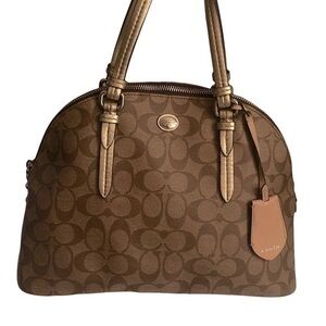 Coach signature khaki brown dome tote bag